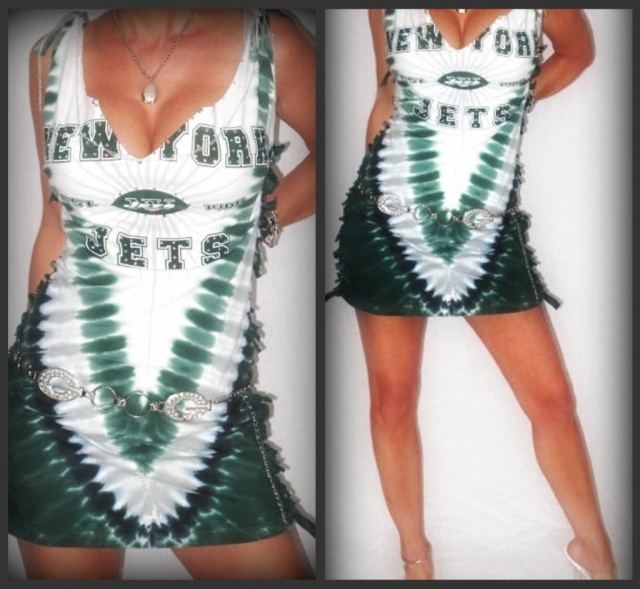 CUSTOM NEW YORK JETS TIE DYE TANK DRESS