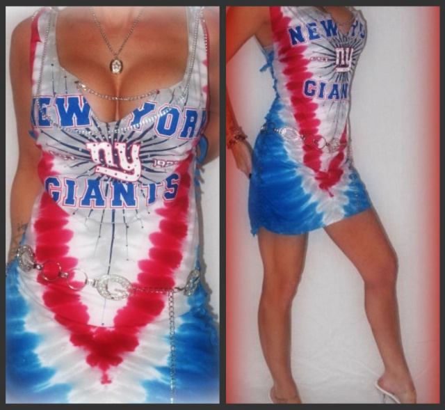 CUSTOM NY GIANTS TIE DYE TANK DRESS 