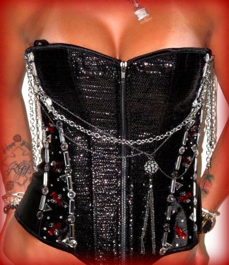 CUSTOM SWAROVSKI BLACK SEQUIN CORSET