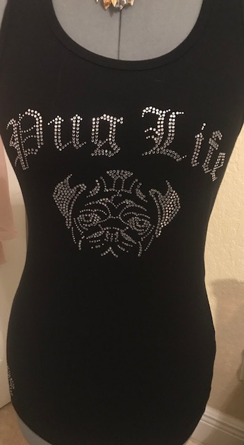 CUSTOM BLING PUG LIFE TANK 