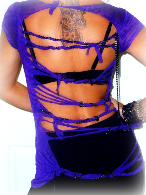 CUSTOM PURPLE BURNOUT RAZOR CUT BACK TOP