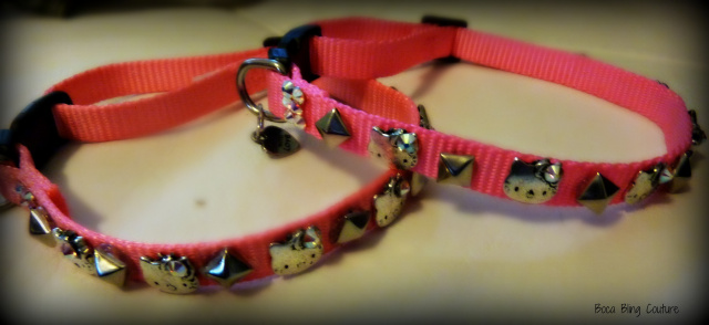 CUSTOM CAT COLLAR WITH HELLO KITTY CHARMS AND CRYSTALS