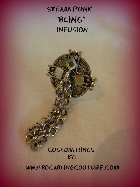 CUSTOM STEAM PUNK CROSS CHAIN RING