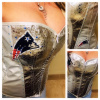 CUSTOM NEW ENGLAND PATRIOTS SILVER METALLIC CORSET SIZE L