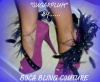 WOMENS CUSTOM  OSTRICH  SWAROVSKI  PLATFORM SHOES PURPLE SUEDE