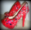 CUSTOM SWAROVSKI RED PATENT MIRRORED/CHAIN PLATFORM 